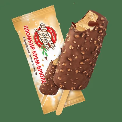 Мороженое эскимо пломбир крем-брюле "С арахисом" (флоупак)