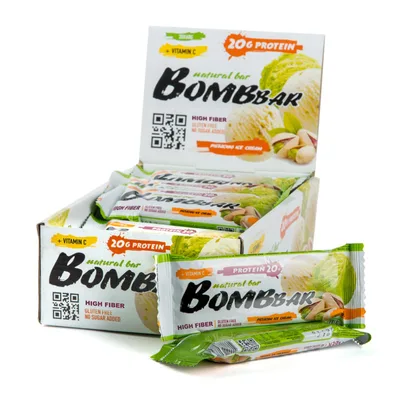 BOMBBAR Батончик неглазированный 60 г Фисташковый пломбир