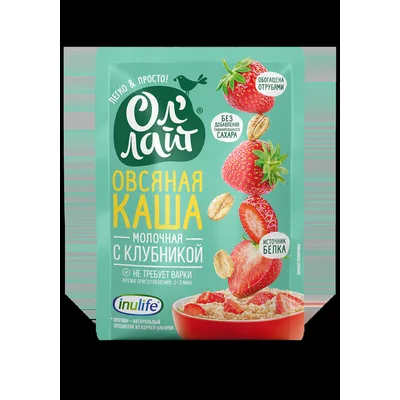 Ол лайт Каша овсяная молочная быстрого приготовления с клубникой
