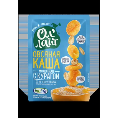 Ол лайт Каша овсяная молочная быстрого приготовления с курагой