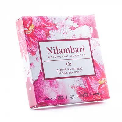Nilambari Шоколад белый на кешью Ягода-малина