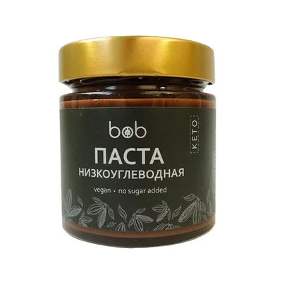 БОБ Паста ореховая с какао Низкоуглеводная шоколадно-фундучная без сахара