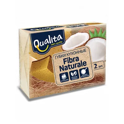 QUALITA Губки кухонные FIBRA NATURALE 2шт /20
