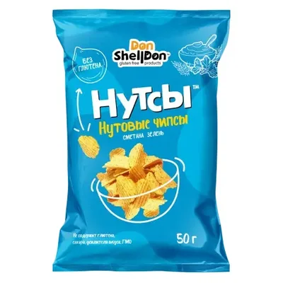Дон Шелдон. Чипсы нутовые "Нутсы" со вкусом сметаны и зелени