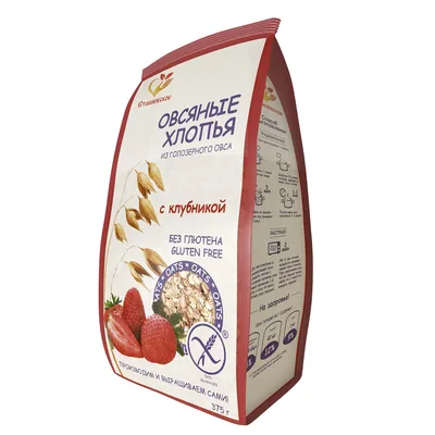 Без Глютена Хлопья овсяные с Клубникой 375г NEW