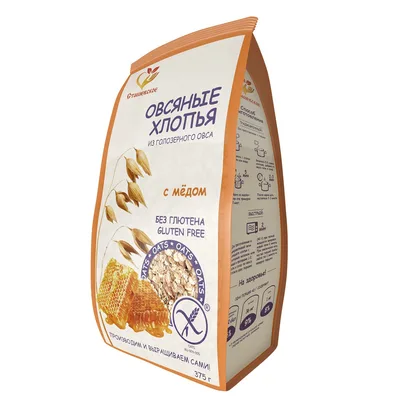 Без Глютена Хлопья овсяные с Мёдом 375г NEW