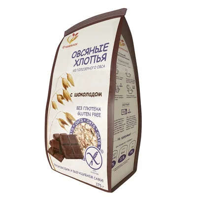 Без Глютена Хлопья овсяные с Шоколадом 375г NEW
