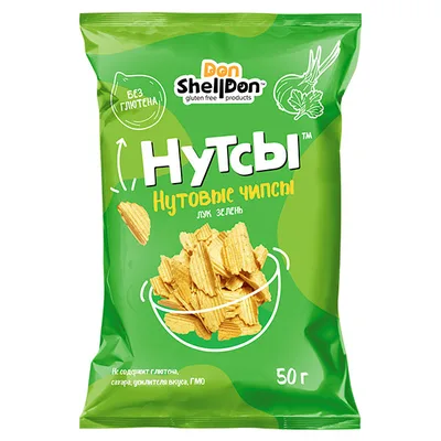Дон Шелдон. Чипсы нутовые "Нутсы" со вкусом лука и зелени