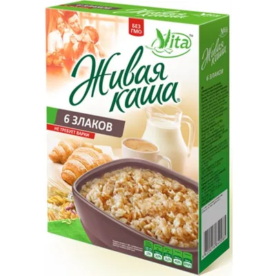 Vita Каша живая 6 злаков, микс из 100% пророщенного зерна и хлопьев
