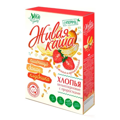 Vita Family Каша живая пшеничная без сахара, банан-клубника