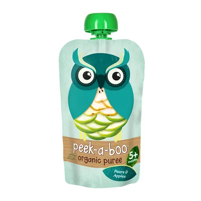 Детское органическое пюре Peek-a-boo из груш и яблок с 5 мес.