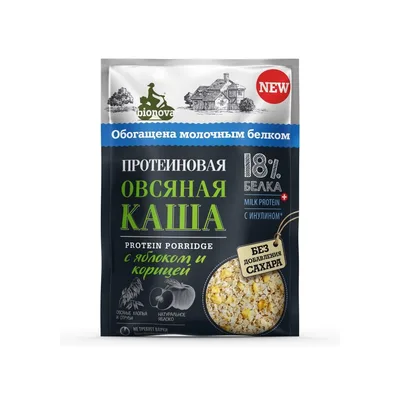 Bionova Каша протеиновая быстрого приготовления овсяная с яблоком и корицей
