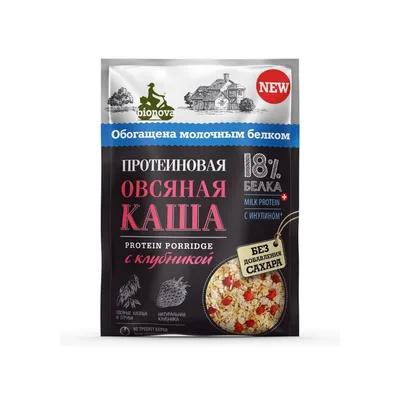 Bionova Каша протеиновая быстрого приготовления овсяная с клубникой