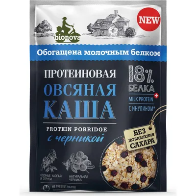 Bionova Каша протеиновая быстрого приготовления овсяная с черникой