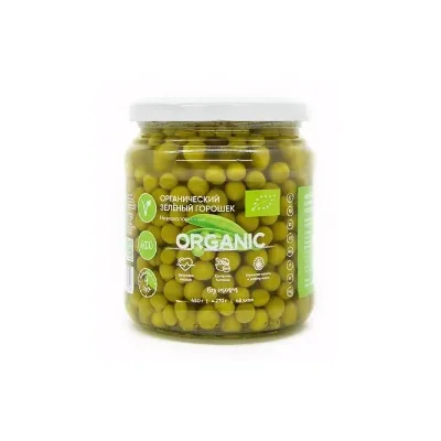 Зеленый горошек органический консервированный ст. 450г Organic Around