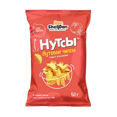 Дон Шелдон. Чипсы нутовые "Нутсы" со вкусом томат и базилик