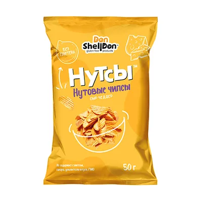 Дон Шелдон. Чипсы нутовые "Нутсы" со вкусом сыр чеддер