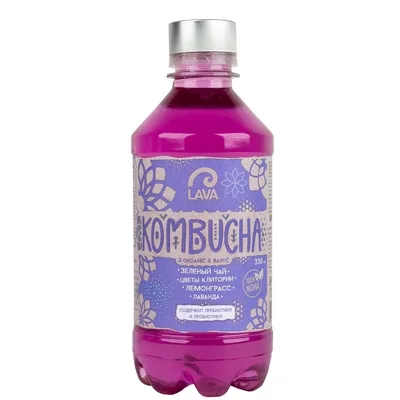 LAVA SUPERFOOD KOMBUCHA Зеленый чай, цветы Клитории, Лемонграсс ПЭТ