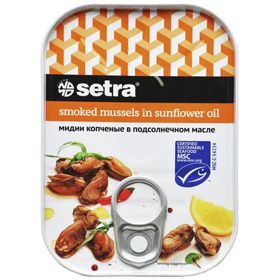 Мидии копченые в подсолнечном масле SETRA