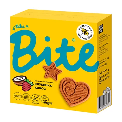 Bite Печенье безглютеновое "Клубника - кокос"