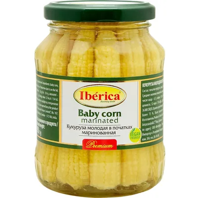 Iberica Кукуруза молодая в початках маринованная 370 гр, ст/б