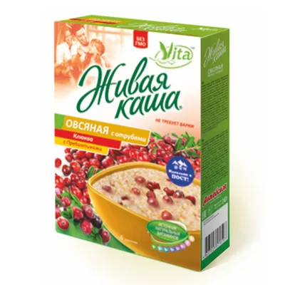Vita Family Каша живая ОВЕС. КЛЮКВА И ОТРУБИ. Хлопья цельнозерновые с проростками