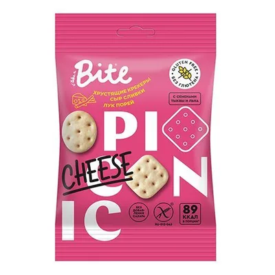 Bite Крекеры соленые со вкусом сыр-сливки-лук порей