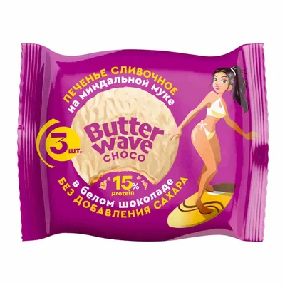 Изделие кондитерское печенье "Сливочное" в белом шоколаде без сахара Butter Wave choco