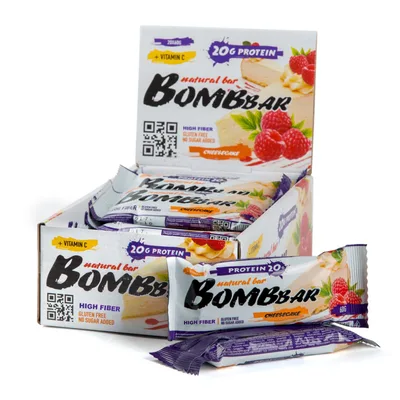 BOMBBAR Батончик неглазированный 60 г Малиновый чизкейк