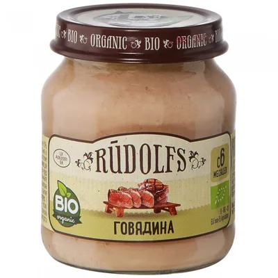 Пюре мясное гомогенизированное "Говядина" Rudolfs, органический продукт