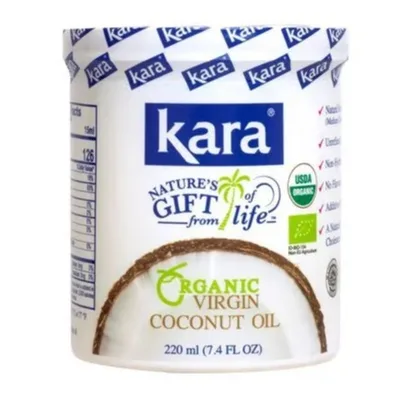 Органическое кокосовое масло холодного отжима Kara Organic 100%, нерафинированное