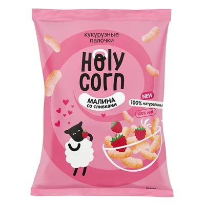 Holy Corn Кукурузные палочки "Малина со сливками"