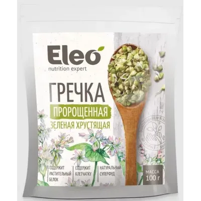 Гречка пророщенная зеленая хрустящая, "Eleo"