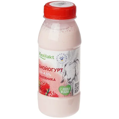 Биойогурт из козьего молока м.д.ж. 3%-4,5% с напол.Земляника