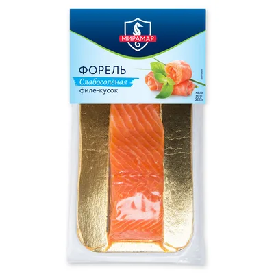 ФОРЕЛЬ ФИЛЕ-КУСОК СЛАБОСОЛЕНАЯ (МИРАМАР) ФАС 200г.Меридиан