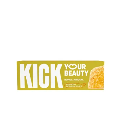 Батончик KICK кокосовый с ананасом,коллагеном и витаминами A,E,D,K