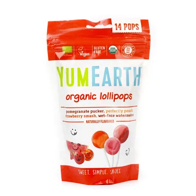 Органическая карамель Organic Fruit Popps в асс. на палочке  со вкусами Клубника, Арбуз, Персик
