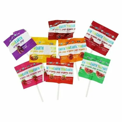 Карамель органическая Organic Fruit Popps в асс. на палочке  со вкусами клубника, черника, вишня