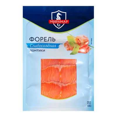ФОРЕЛЬ ЛОМТИКИ СЛАБОСОЛЕНАЯ 100 гр. (МИРАМАР)