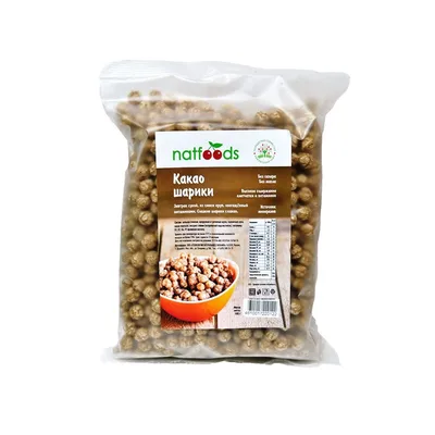Natfoods Шарики какао сладкие из смеси круп без сахара Готовый завтрак