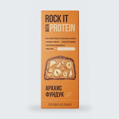 Батончик протеиновый арахисовый с фундуком в шоколаде Rock it