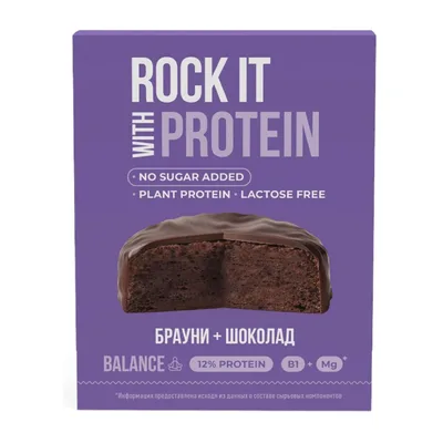 Бисквит протеиновый Rock It With Protein Шоколадный брауни классический без сахара без лактозы, 50