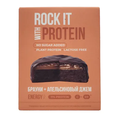 Бисквит протеиновый Rock It With Protein Шоколадный брауни-апельсиноый джем без сахара без лактозы