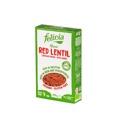 Felicia Макаронные изделия без глютена из красной чечевицы Ризони